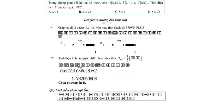 diện tích tam giác trong oxy