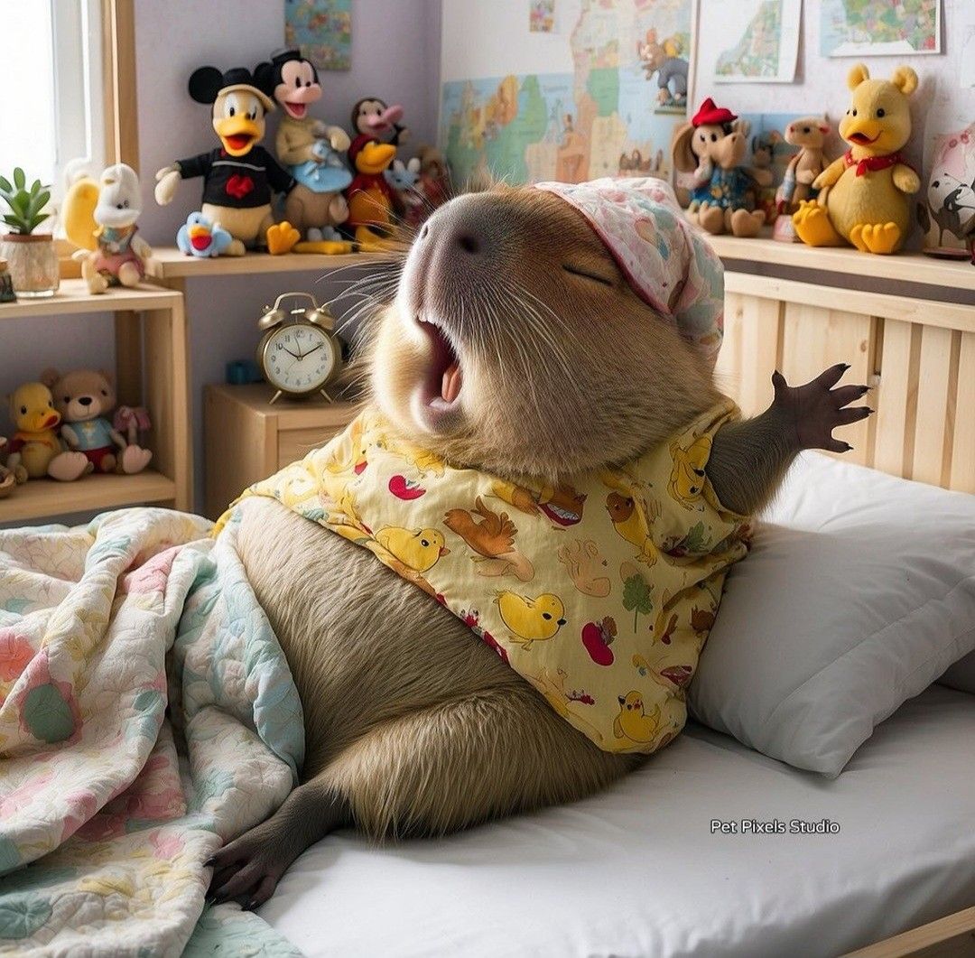 Capybara không buồn — chỉ đã quá mệt để quan tâm