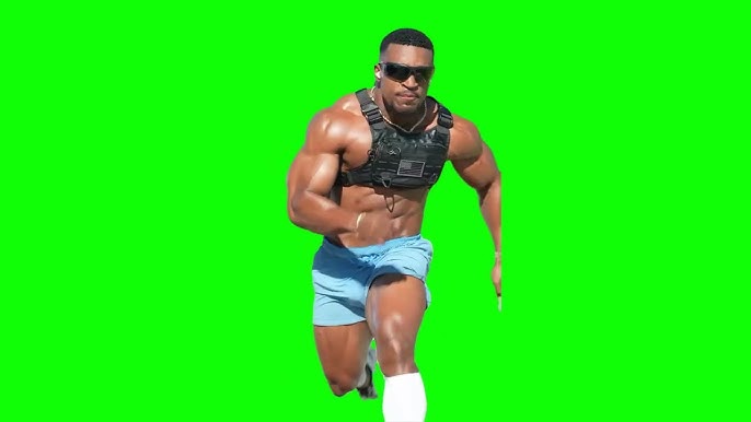 Ashton Hall running meme green screen