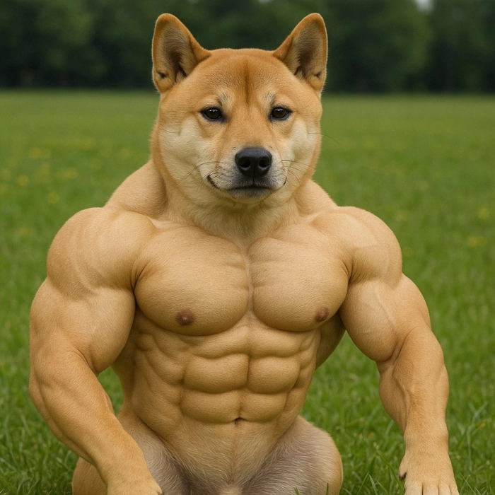 Chó cơ bắp đứng nghiêng