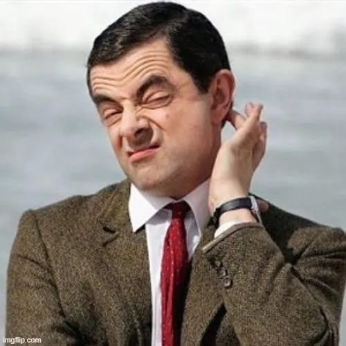 Meme Mr Bean gãi đầu