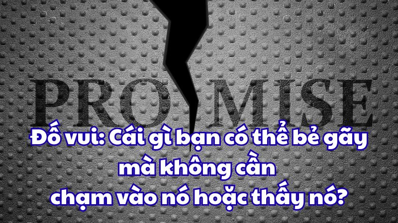 Đố vui: Cái gì bạn có thể bẻ gãy mà không cần chạm vào nó hoặc thấy nó?