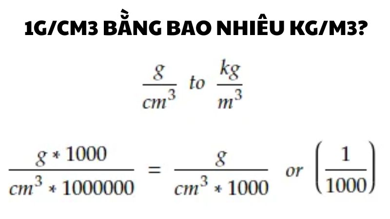 1g/cm3 bằng bao nhiêu kg/m3?