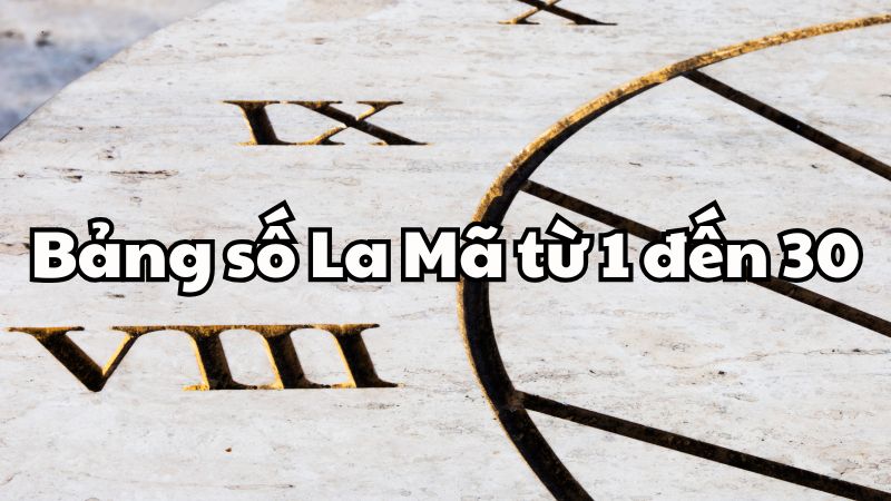 Bảng số La Mã từ 1 đến 30