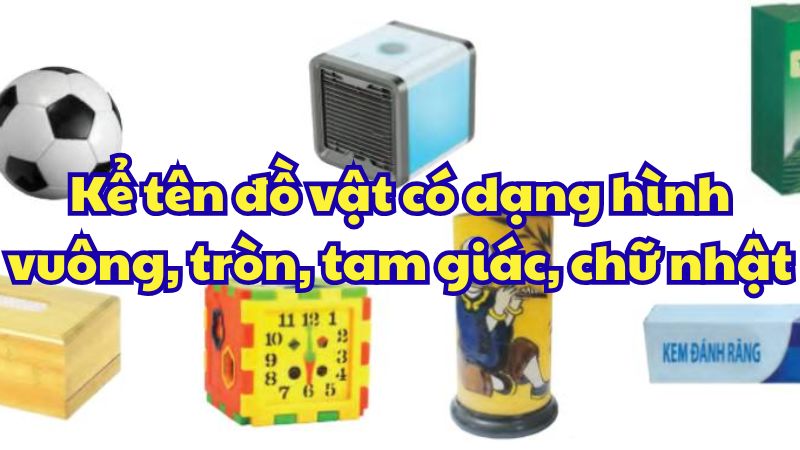 Kể tên đồ vật có dạng hình vuông, tròn, tam giác, chữ nhật