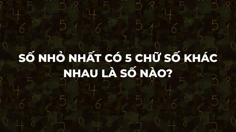 Số nhỏ nhất có 5 chữ số khác nhau là số nào?