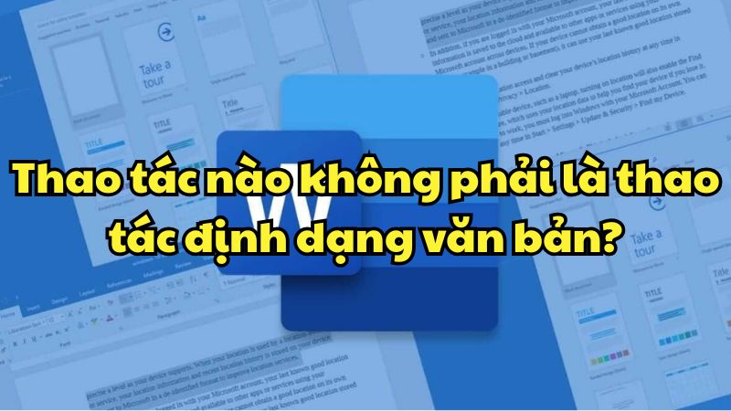 Thao tác nào không phải là thao tác định dạng văn bản?